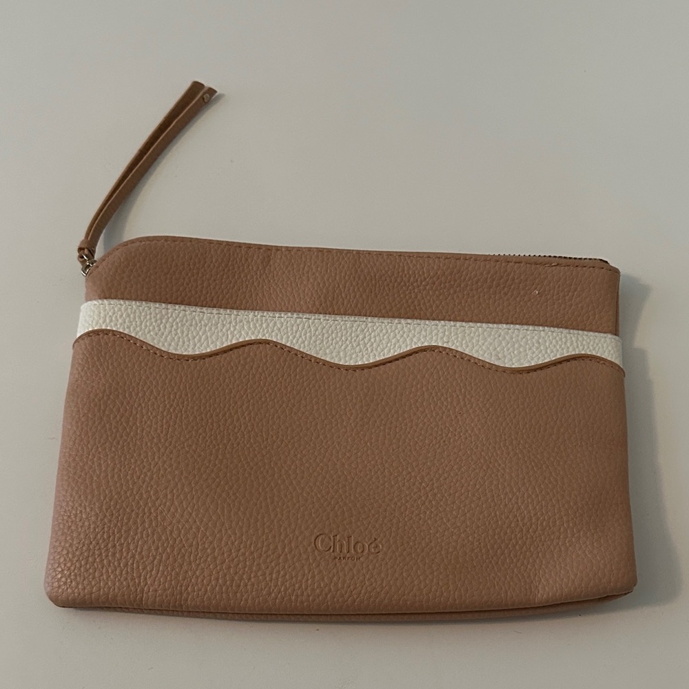 Chloe Tan and Cream Leather Wristlet